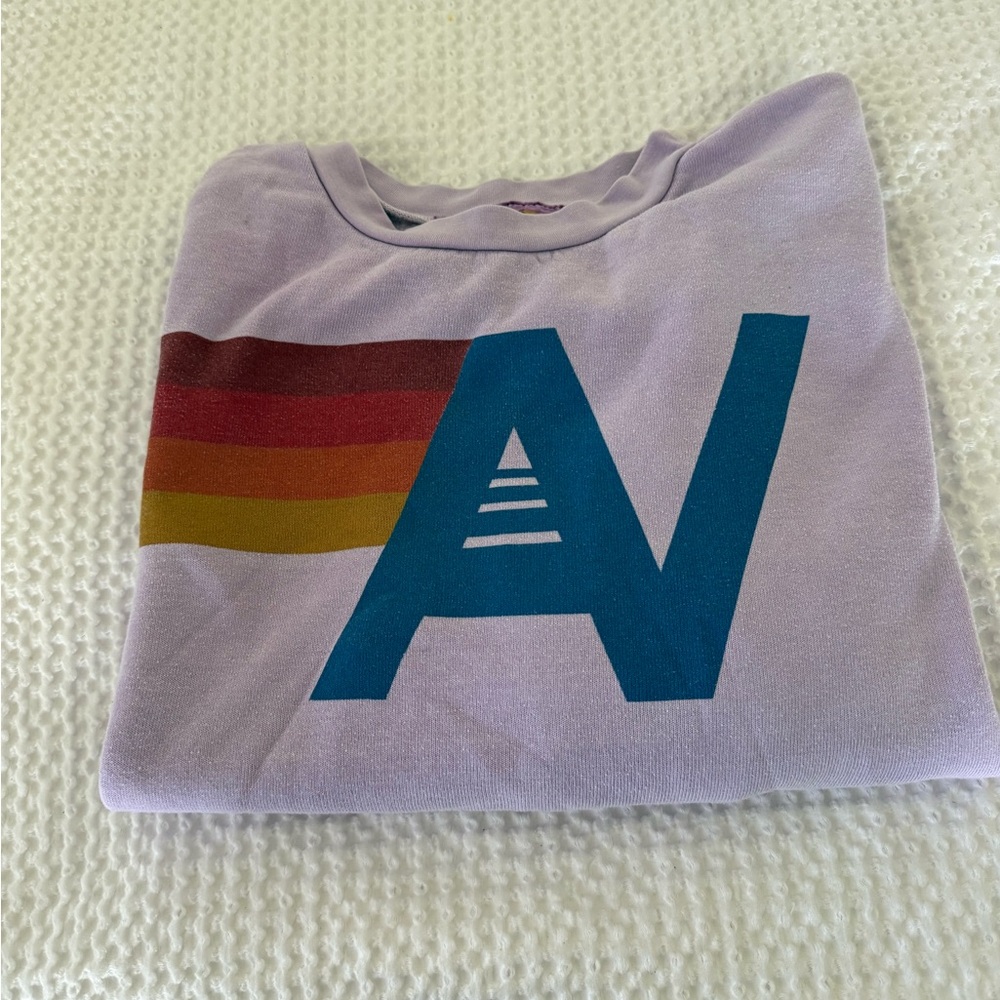 Aviator Nation Lavender Sweatshirt with Rainbow Stripes